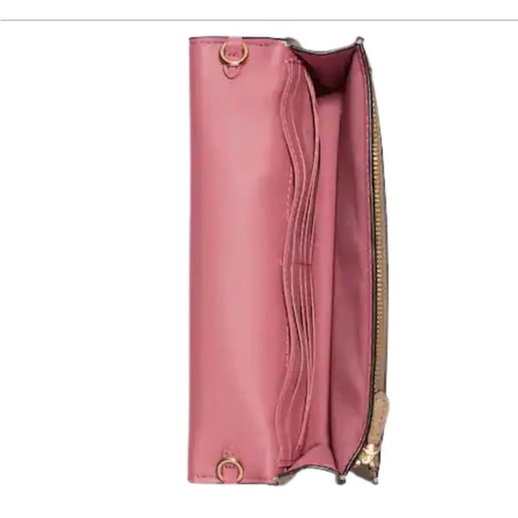 COACH CLUTCH CROSSBODY IN SIGNATUREE JACQUARD WITH STRIPES IN CREAM AND PINK - Picture 3 of 9